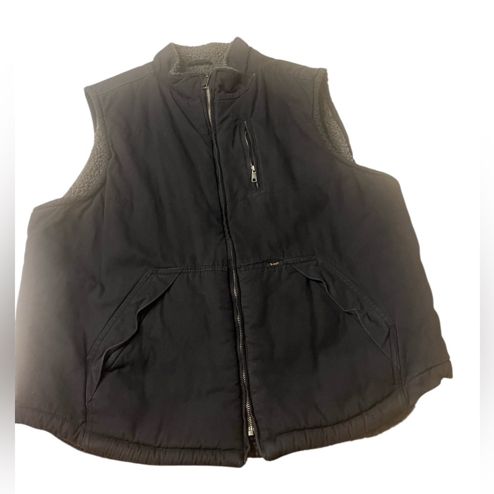 Lee Vest Mens XL Black Canvas Sherpa Lined Workwear Premium Select OutdoorLee